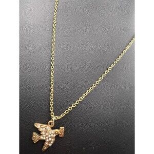 J. Crew Brass Crystal Bird Necklace